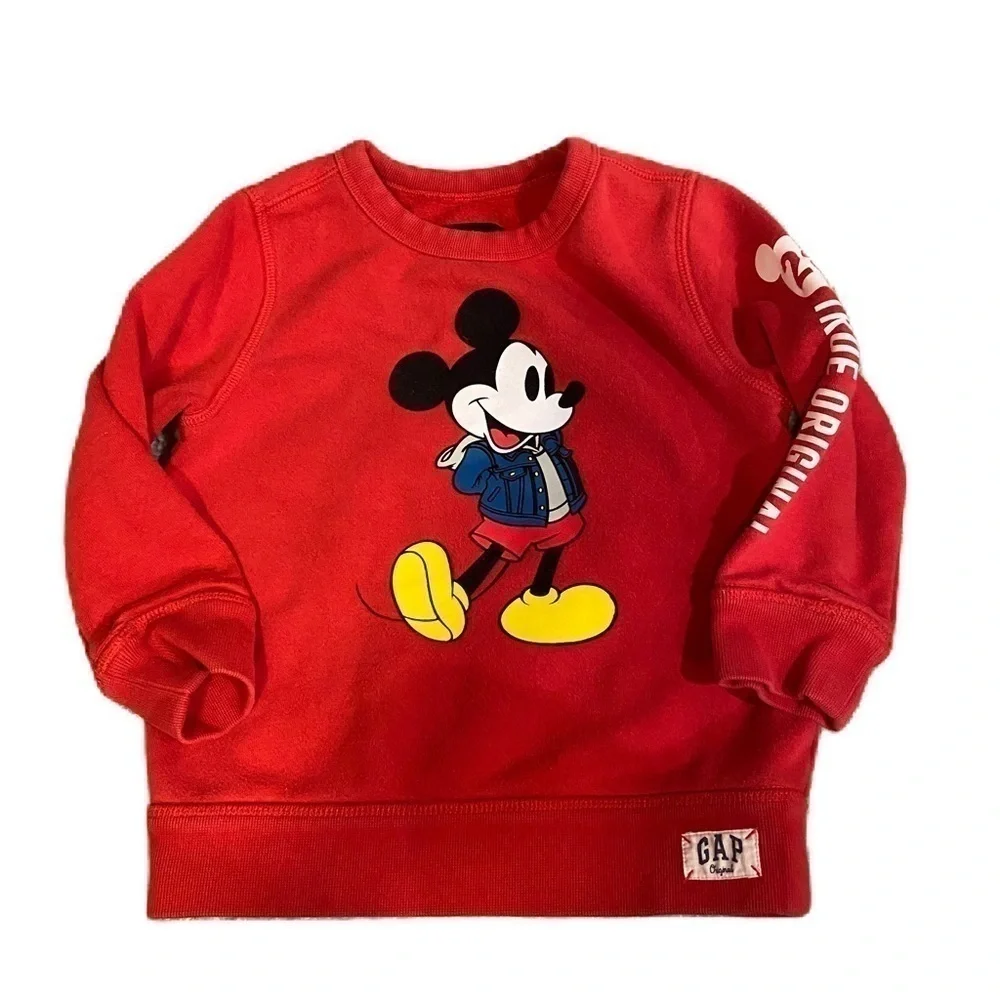 Gap Mickey Mouse Sweatshirt Sz 3 Disney Red Kids Boys Baby